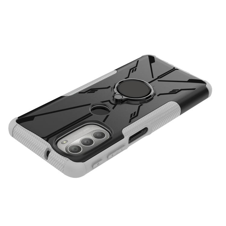 For Motorola Moto G51 5G Armor Bear Shockproof PC + TPU Phone Protective Case with Ring Holder