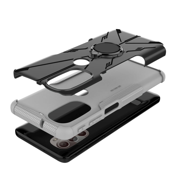 For Motorola Moto G51 5G Armor Bear Shockproof PC + TPU Phone Protective Case with Ring Holder