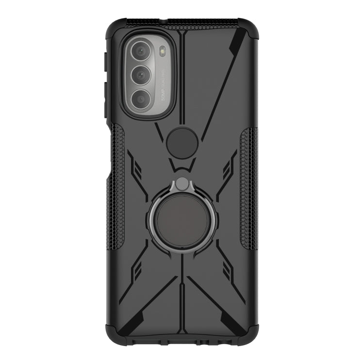For Motorola Moto G51 5G Armor Bear Shockproof PC + TPU Phone Protective Case with Ring Holder