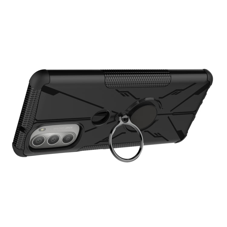 For Motorola Moto G51 5G Armor Bear Shockproof PC + TPU Phone Protective Case with Ring Holder