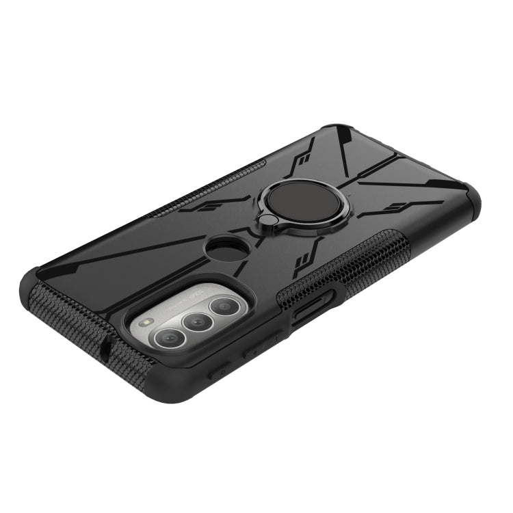 For Motorola Moto G51 5G Armor Bear Shockproof PC + TPU Phone Protective Case with Ring Holder
