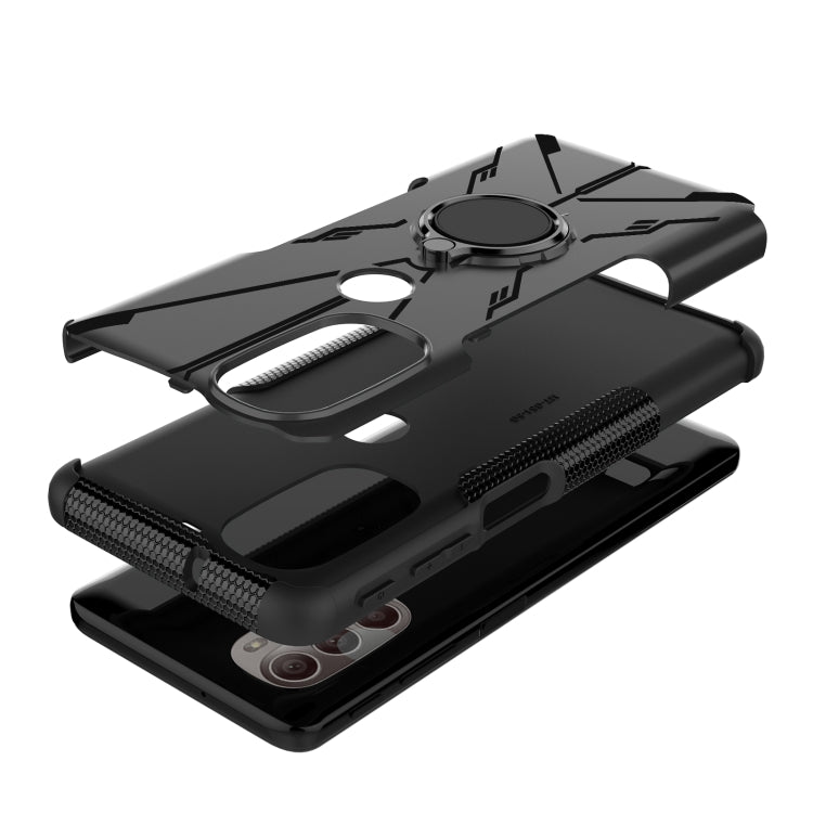 For Motorola Moto G51 5G Armor Bear Shockproof PC + TPU Phone Protective Case with Ring Holder