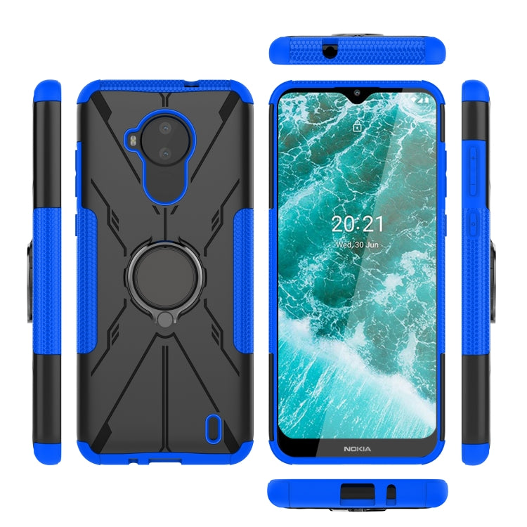 For Nokia C30 Armor Bear Shockproof PC + TPU Phone Protective Case with Ring Holder