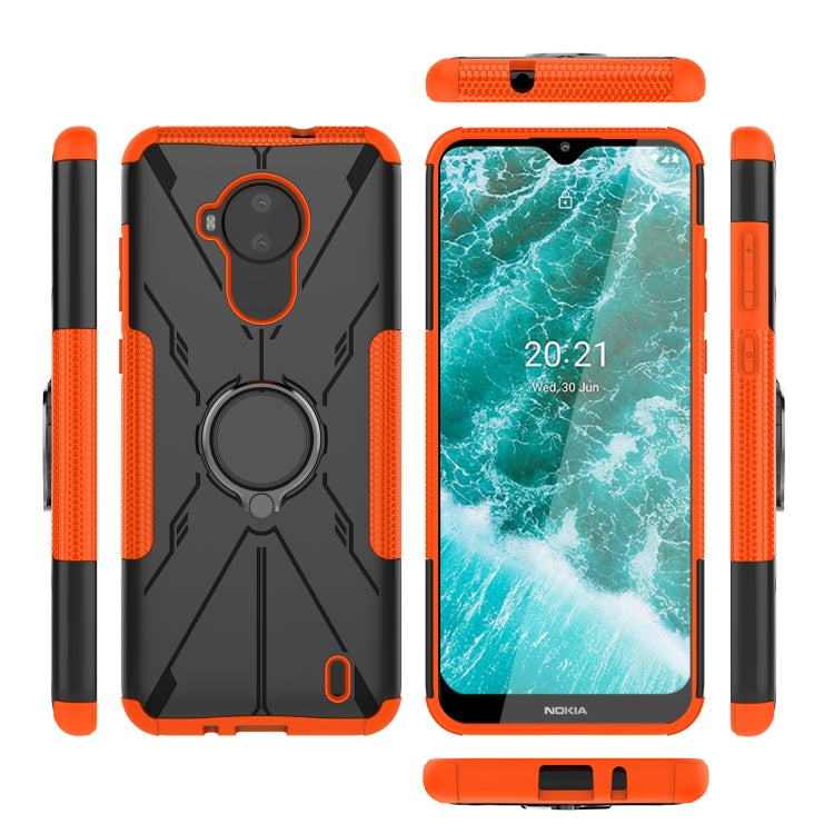 For Nokia C30 Armor Bear Shockproof PC + TPU Phone Protective Case with Ring Holder