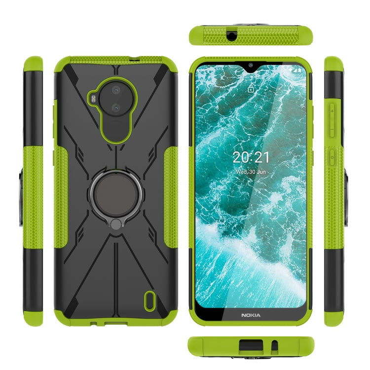 For Nokia C30 Armor Bear Shockproof PC + TPU Phone Protective Case with Ring Holder
