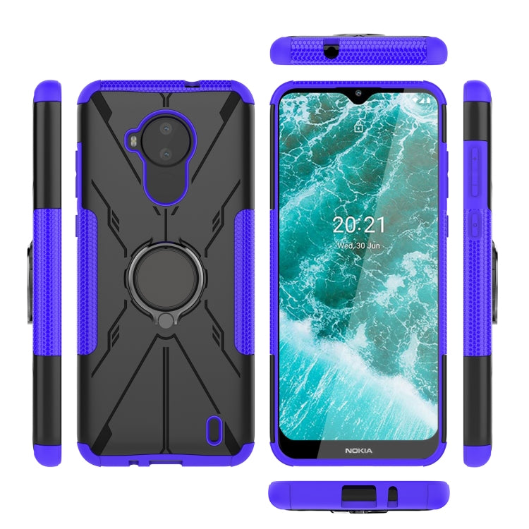 For Nokia C30 Armor Bear Shockproof PC + TPU Phone Protective Case with Ring Holder