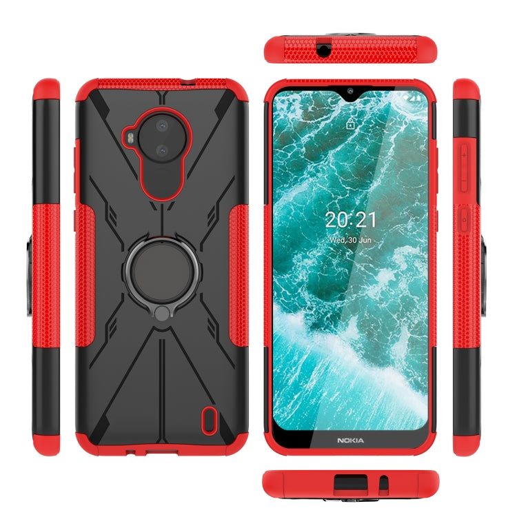 For Nokia C30 Armor Bear Shockproof PC + TPU Phone Protective Case with Ring Holder