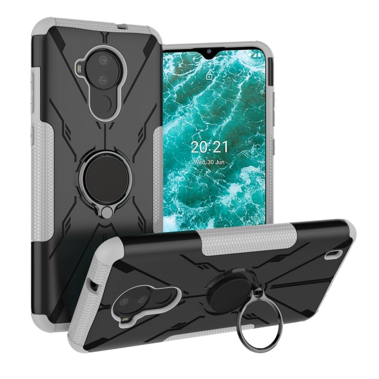For Nokia C30 Armor Bear Shockproof PC + TPU Phone Protective Case with Ring Holder