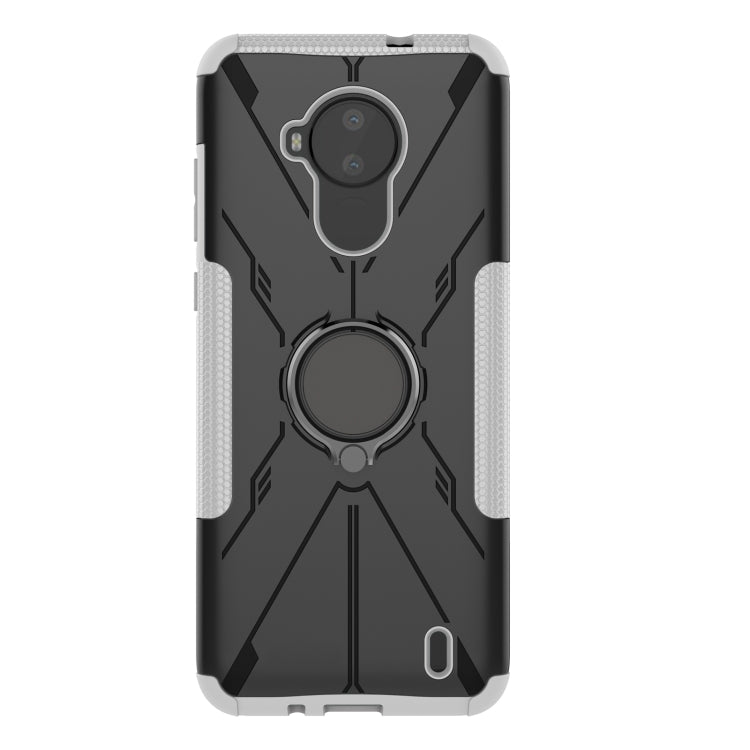 For Nokia C30 Armor Bear Shockproof PC + TPU Phone Protective Case with Ring Holder