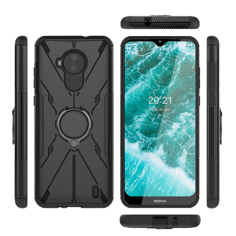 For Nokia C30 Armor Bear Shockproof PC + TPU Phone Protective Case with Ring Holder