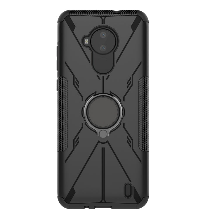 For Nokia C30 Armor Bear Shockproof PC + TPU Phone Protective Case with Ring Holder