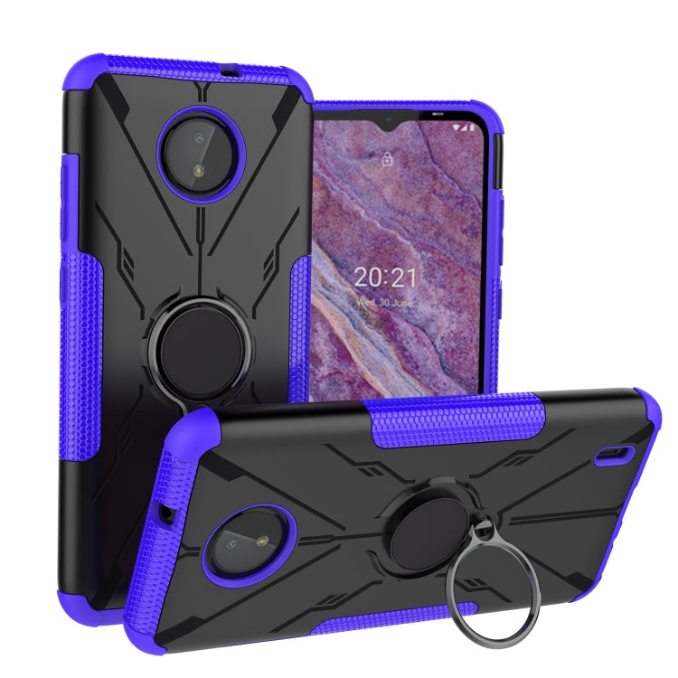 For Nokia C10 / C20 Armor Bear Shockproof PC + TPU Phone Protective Case with Ring Holder