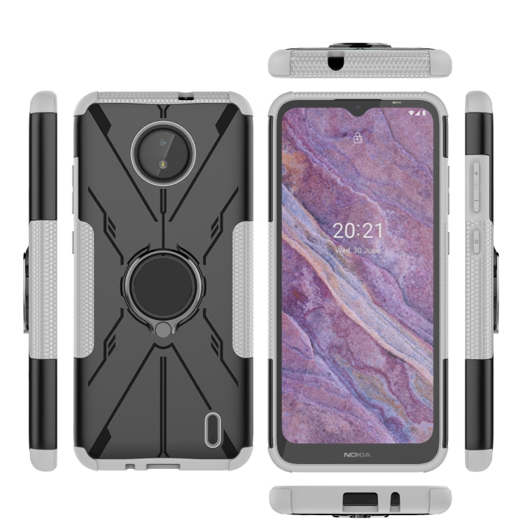 For Nokia C10 / C20 Armor Bear Shockproof PC + TPU Phone Protective Case with Ring Holder