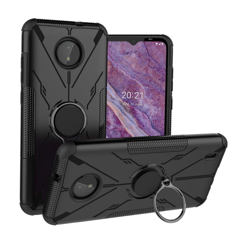 For Nokia C10 / C20 Armor Bear Shockproof PC + TPU Phone Protective Case with Ring Holder