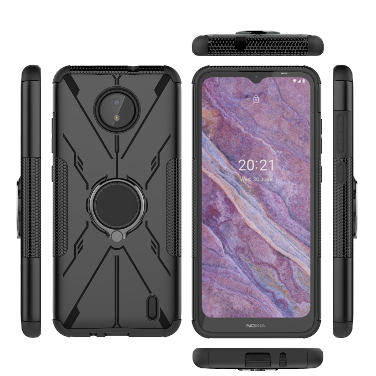 For Nokia C10 / C20 Armor Bear Shockproof PC + TPU Phone Protective Case with Ring Holder