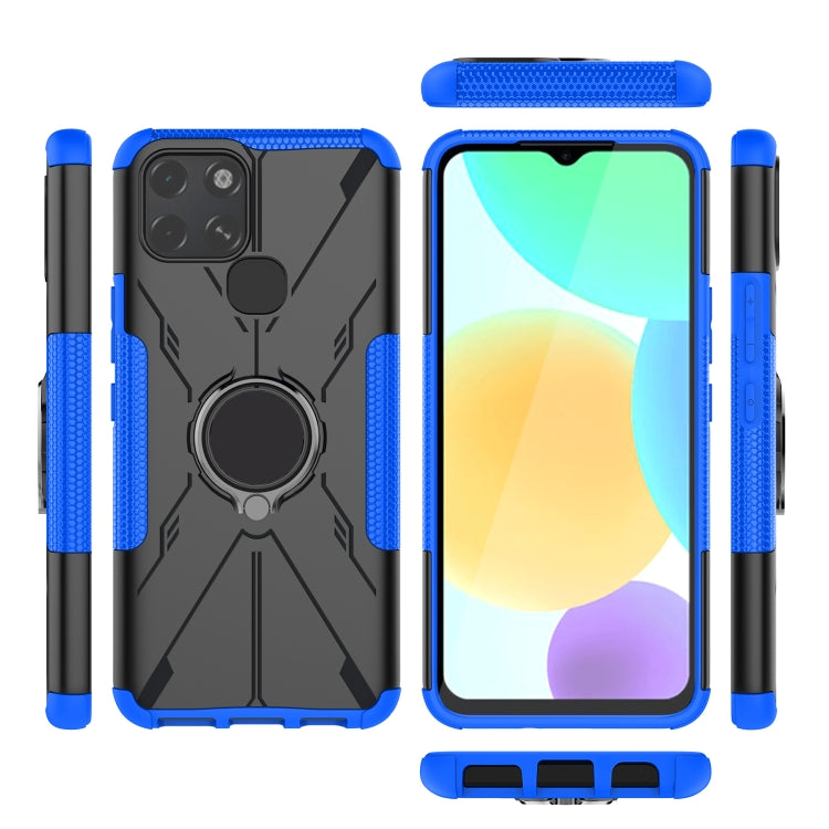 For Infinix Smart 6 Armor Bear Shockproof PC + TPU Phone Protective Case with Ring Holder
