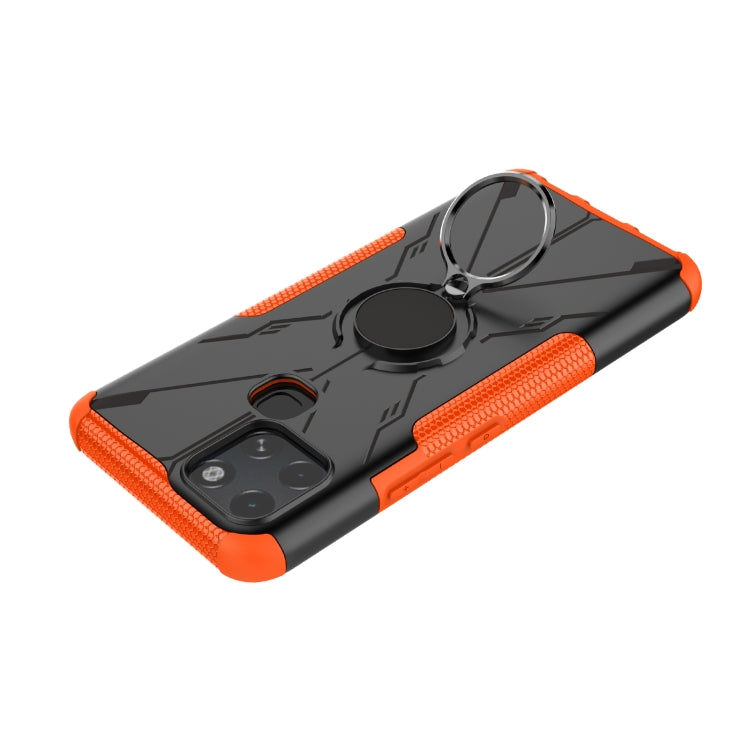 For Infinix Smart 6 Armor Bear Shockproof PC + TPU Phone Protective Case with Ring Holder