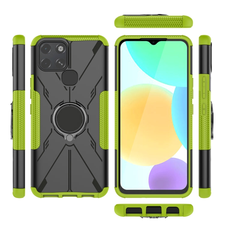 For Infinix Smart 6 Armor Bear Shockproof PC + TPU Phone Protective Case with Ring Holder