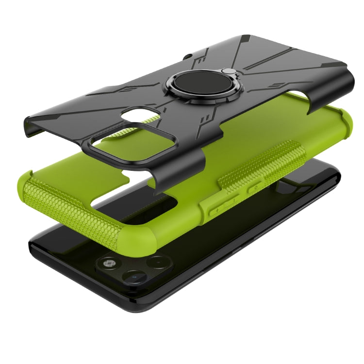 For Infinix Smart 6 Armor Bear Shockproof PC + TPU Phone Protective Case with Ring Holder