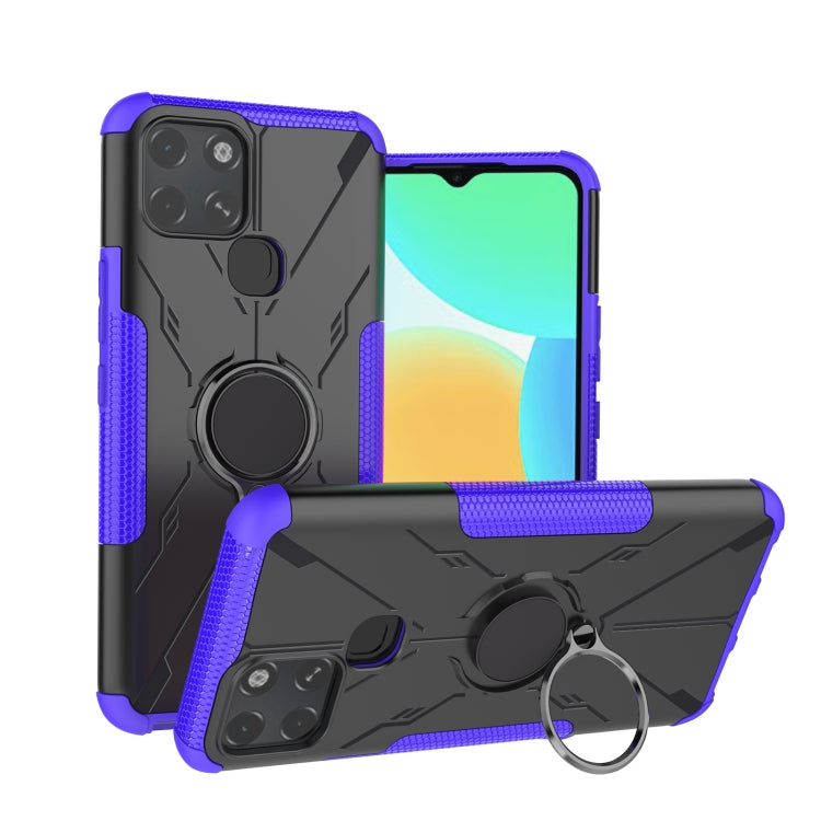 For Infinix Smart 6 Armor Bear Shockproof PC + TPU Phone Protective Case with Ring Holder