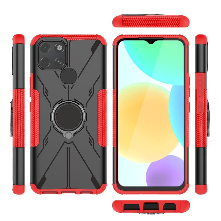For Infinix Smart 6 Armor Bear Shockproof PC + TPU Phone Protective Case with Ring Holder