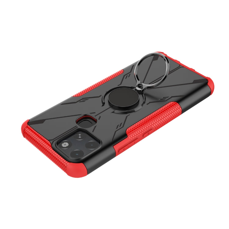 For Infinix Smart 6 Armor Bear Shockproof PC + TPU Phone Protective Case with Ring Holder