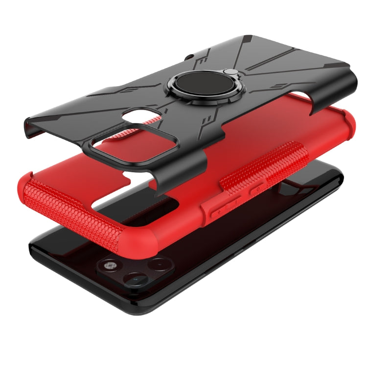 For Infinix Smart 6 Armor Bear Shockproof PC + TPU Phone Protective Case with Ring Holder