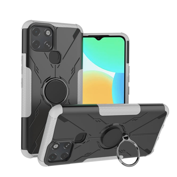 For Infinix Smart 6 Armor Bear Shockproof PC + TPU Phone Protective Case with Ring Holder