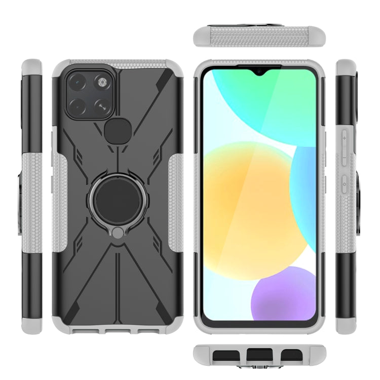 For Infinix Smart 6 Armor Bear Shockproof PC + TPU Phone Protective Case with Ring Holder