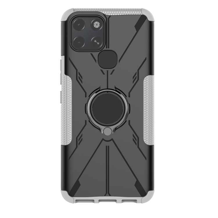 For Infinix Smart 6 Armor Bear Shockproof PC + TPU Phone Protective Case with Ring Holder