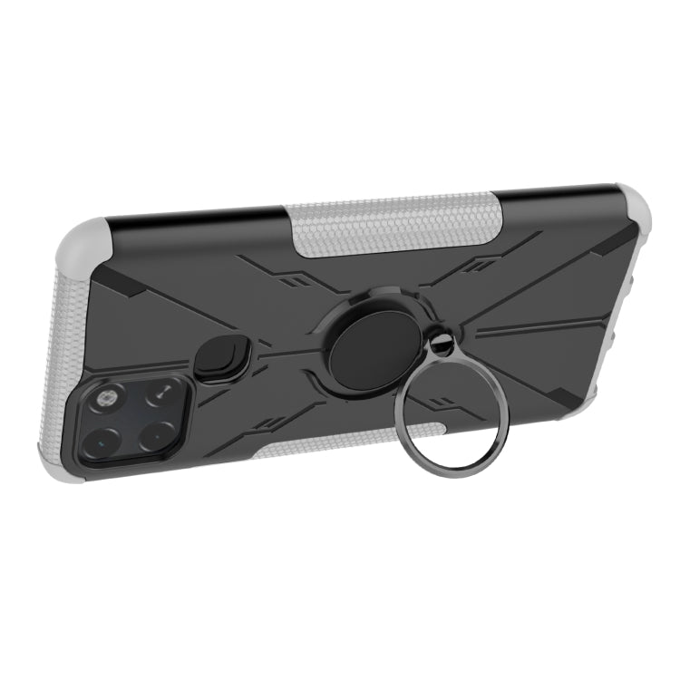 For Infinix Smart 6 Armor Bear Shockproof PC + TPU Phone Protective Case with Ring Holder