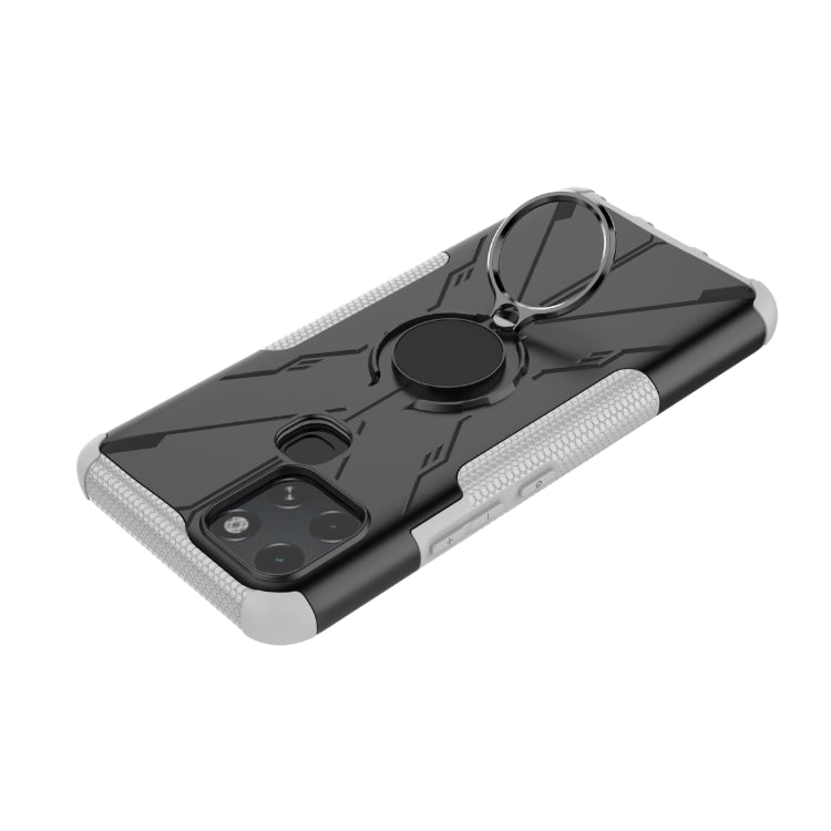 For Infinix Smart 6 Armor Bear Shockproof PC + TPU Phone Protective Case with Ring Holder