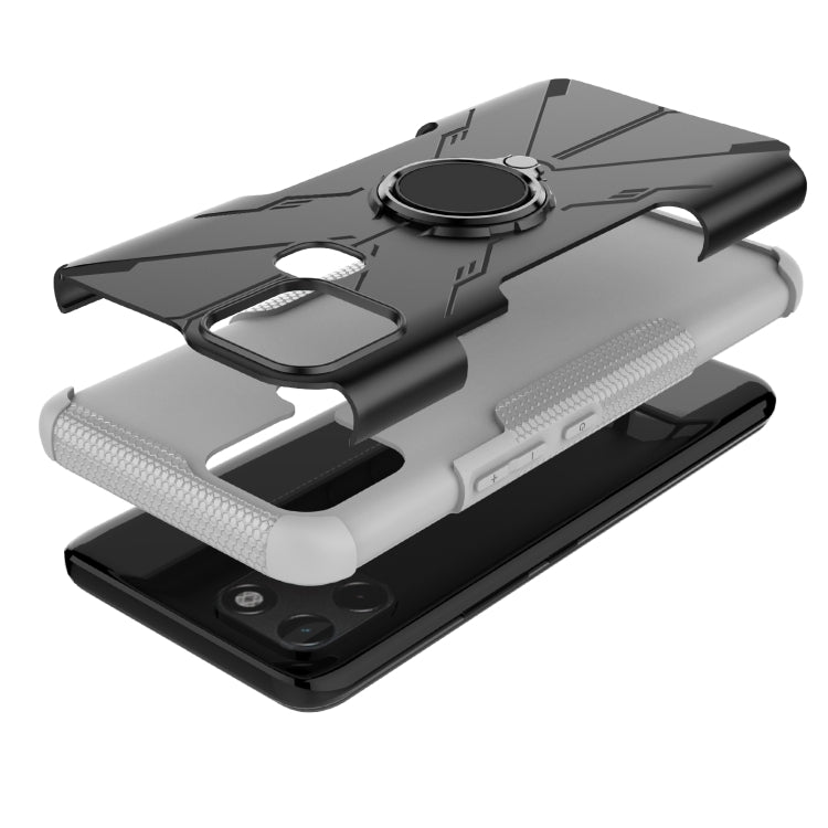 For Infinix Smart 6 Armor Bear Shockproof PC + TPU Phone Protective Case with Ring Holder