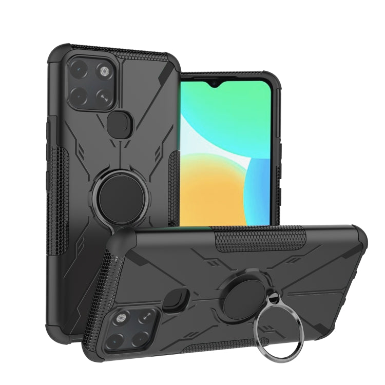 For Infinix Smart 6 Armor Bear Shockproof PC + TPU Phone Protective Case with Ring Holder