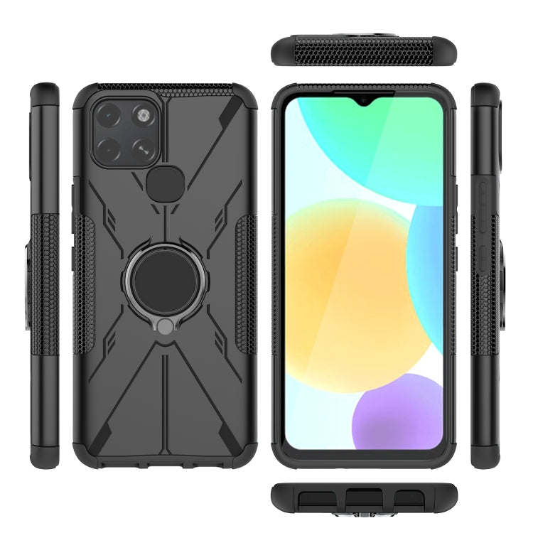 For Infinix Smart 6 Armor Bear Shockproof PC + TPU Phone Protective Case with Ring Holder