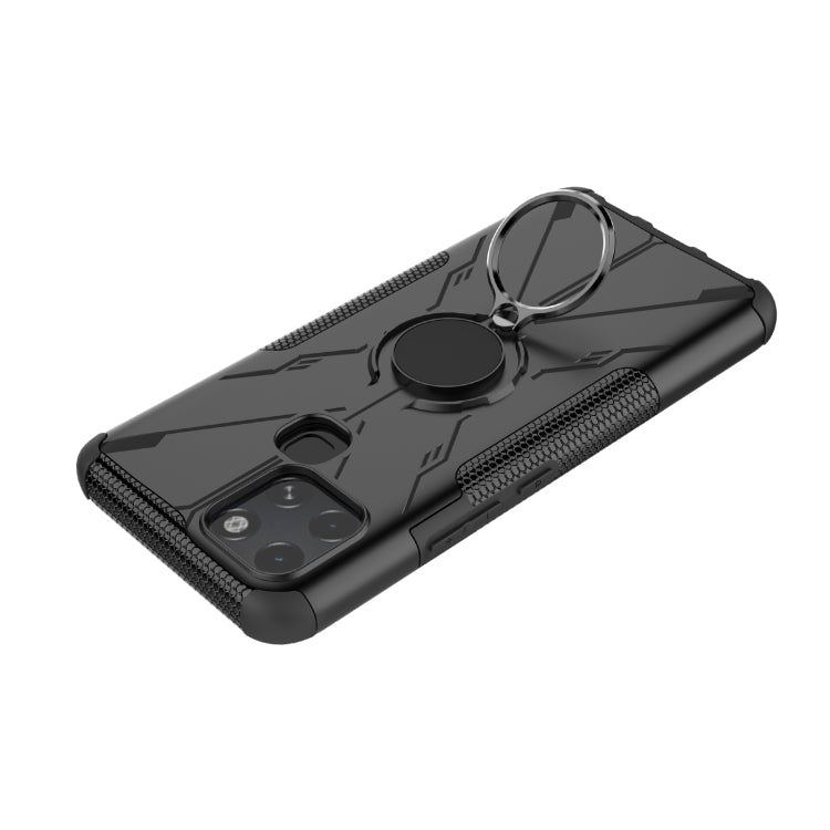 For Infinix Smart 6 Armor Bear Shockproof PC + TPU Phone Protective Case with Ring Holder