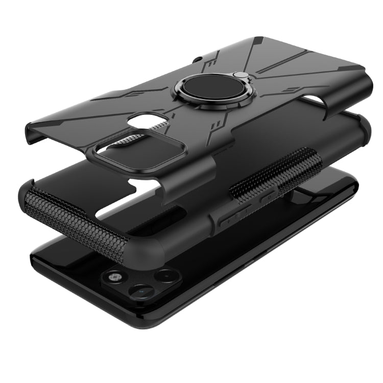 For Infinix Smart 6 Armor Bear Shockproof PC + TPU Phone Protective Case with Ring Holder