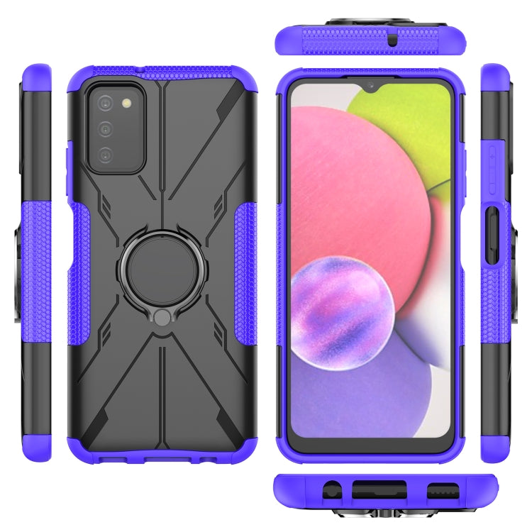 For Samsung Galaxy A03s(EU) Armor Bear Shockproof PC + TPU Phone Protective Case with Ring Holder