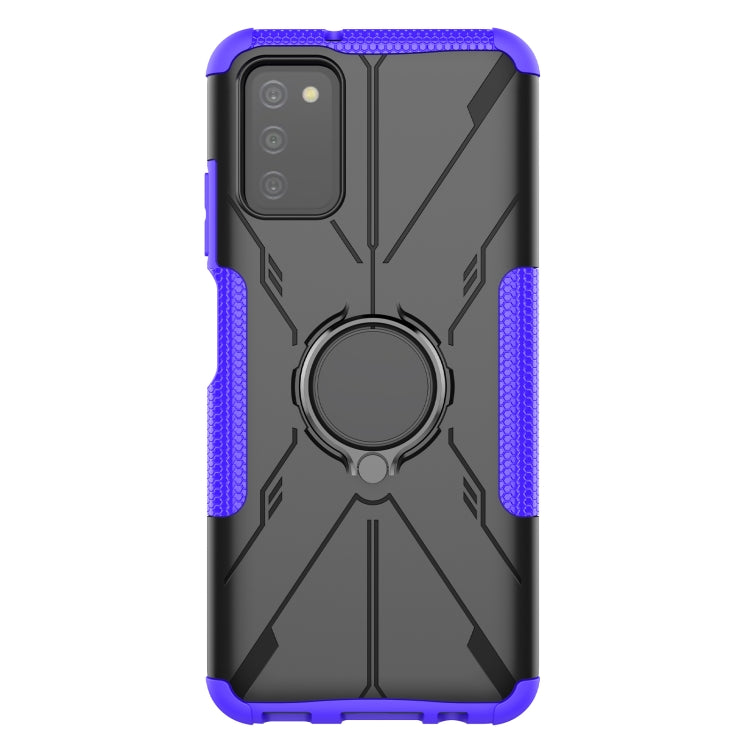 For Samsung Galaxy A03s(EU) Armor Bear Shockproof PC + TPU Phone Protective Case with Ring Holder