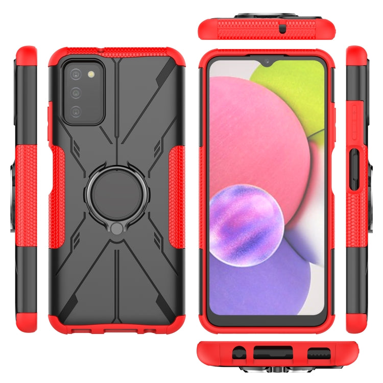 For Samsung Galaxy A03s(EU) Armor Bear Shockproof PC + TPU Phone Protective Case with Ring Holder