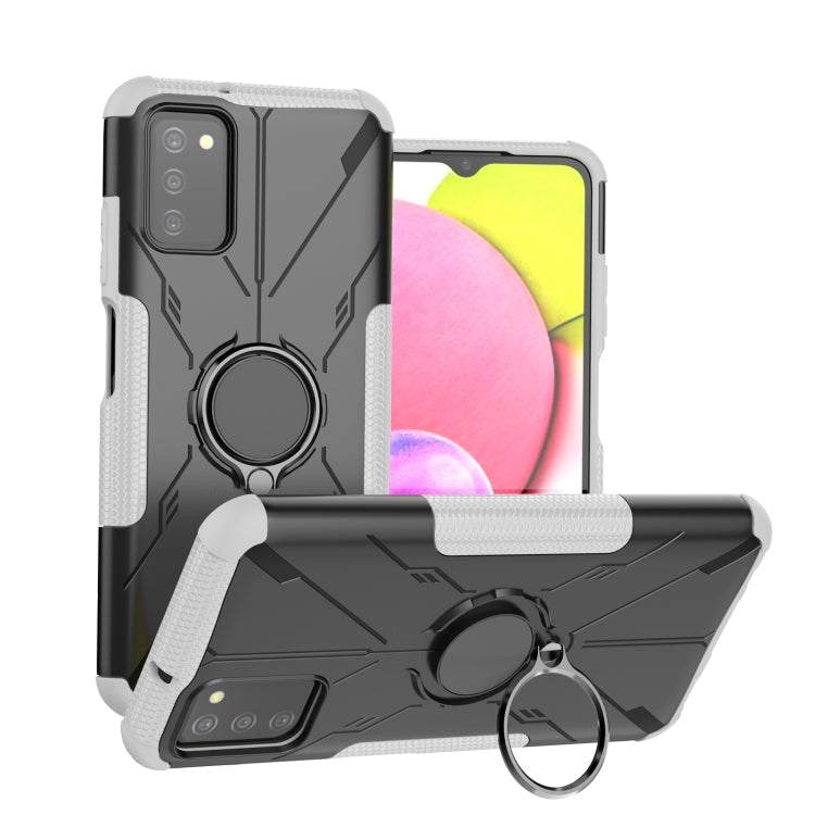 For Samsung Galaxy A03s(EU) Armor Bear Shockproof PC + TPU Phone Protective Case with Ring Holder