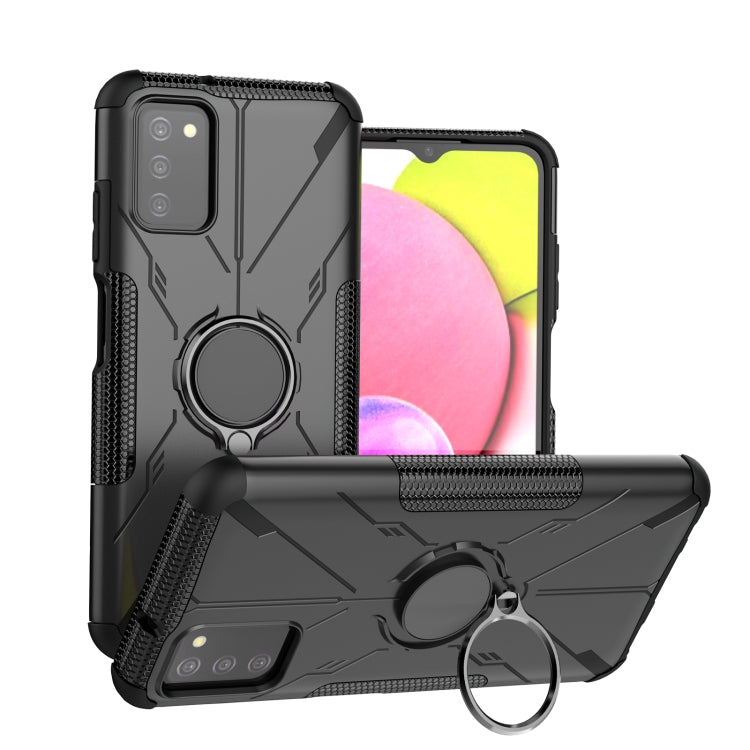 For Samsung Galaxy A03s(EU) Armor Bear Shockproof PC + TPU Phone Protective Case with Ring Holder