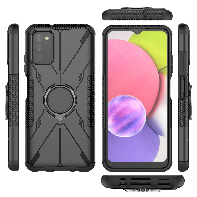 For Samsung Galaxy A03s(EU) Armor Bear Shockproof PC + TPU Phone Protective Case with Ring Holder
