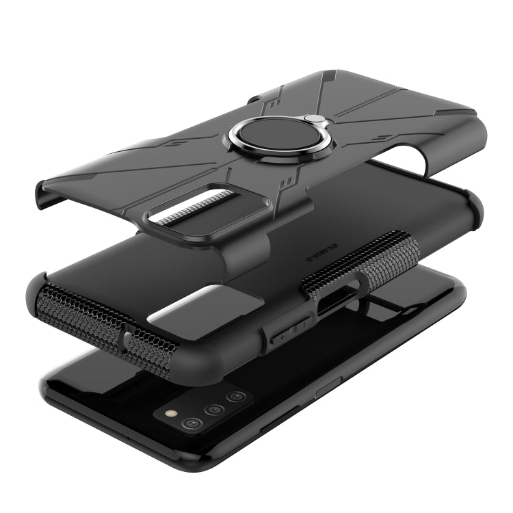 For Samsung Galaxy A03s(EU) Armor Bear Shockproof PC + TPU Phone Protective Case with Ring Holder