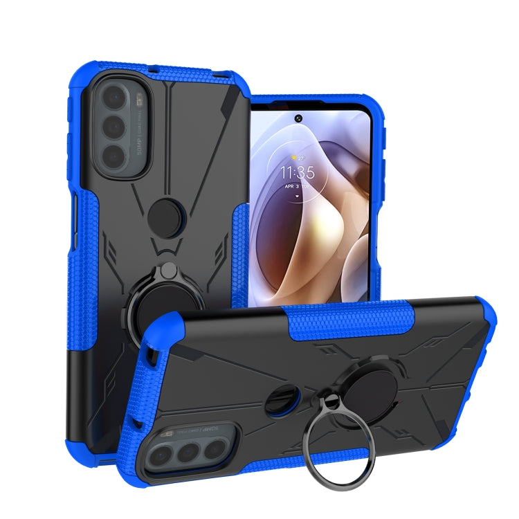 For Motorola Moto G31 Armor Bear Shockproof PC + TPU Phone Protective Case with Ring Holder