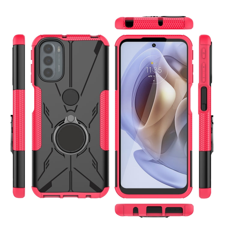 For Motorola Moto G31 Armor Bear Shockproof PC + TPU Phone Protective Case with Ring Holder