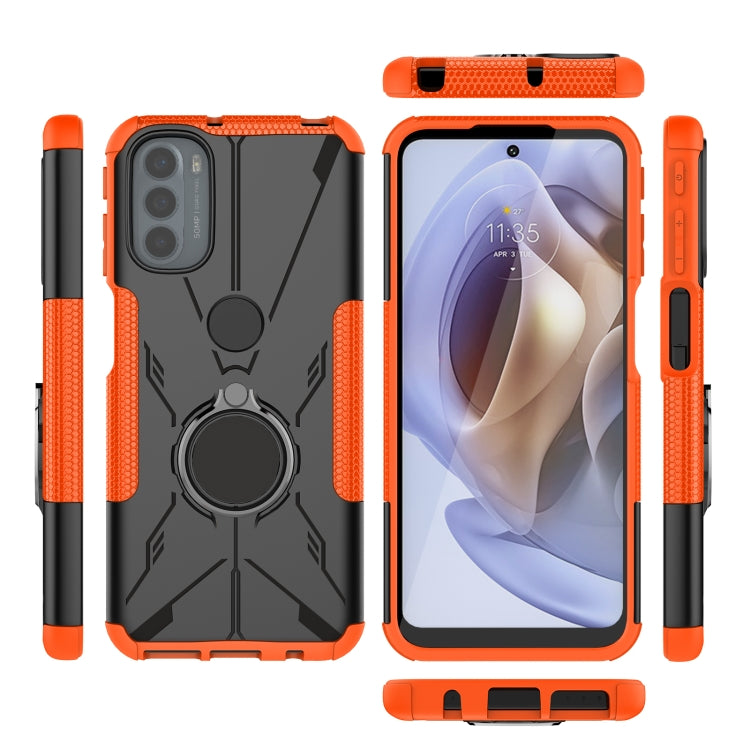 For Motorola Moto G31 Armor Bear Shockproof PC + TPU Phone Protective Case with Ring Holder