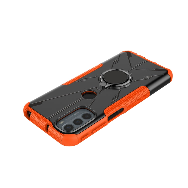 For Motorola Moto G31 Armor Bear Shockproof PC + TPU Phone Protective Case with Ring Holder