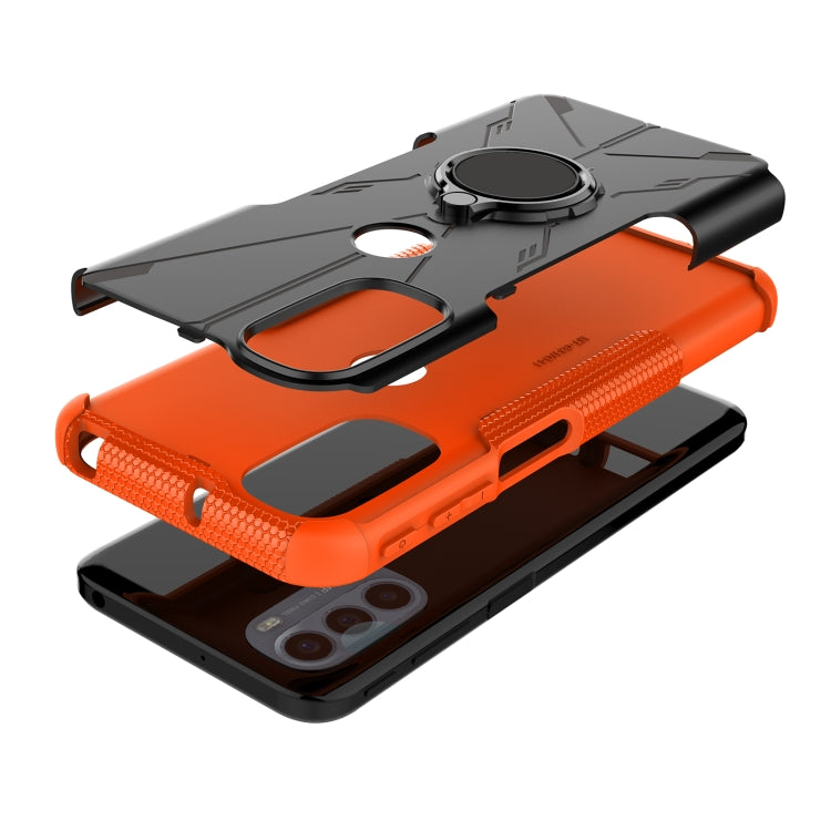 For Motorola Moto G31 Armor Bear Shockproof PC + TPU Phone Protective Case with Ring Holder