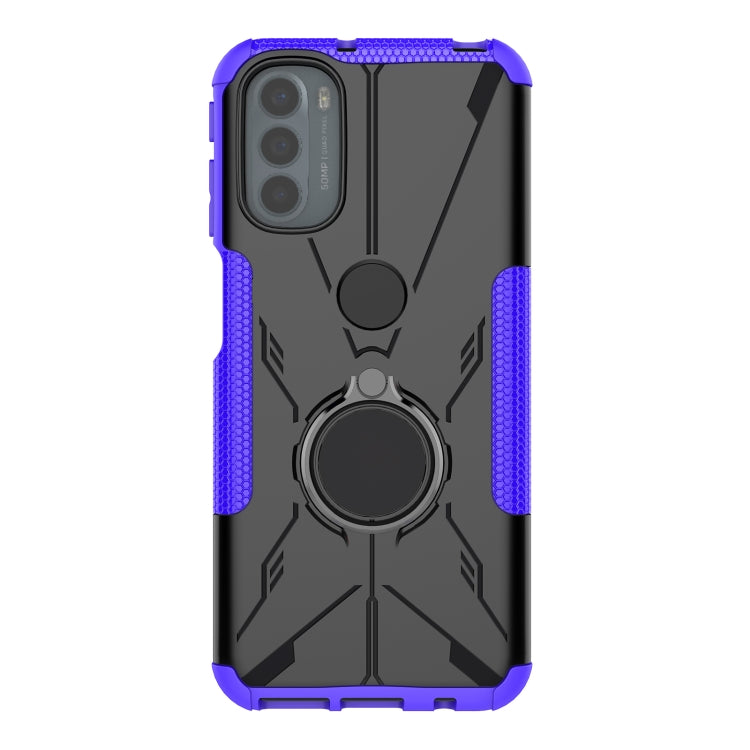 For Motorola Moto G31 Armor Bear Shockproof PC + TPU Phone Protective Case with Ring Holder